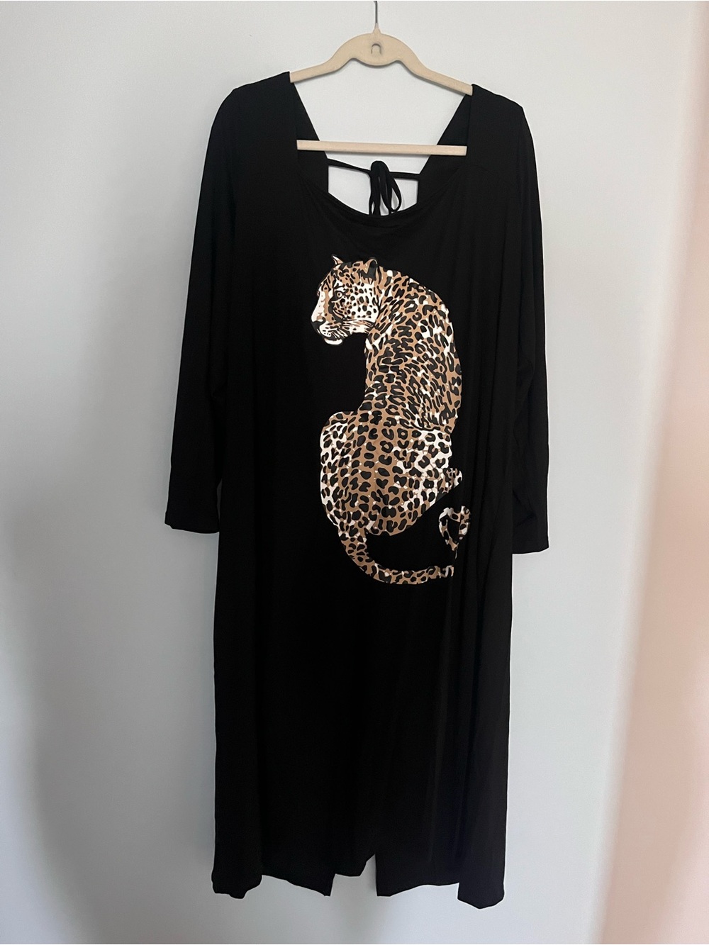 BloomChic Black Midi Dress with Leopard Print